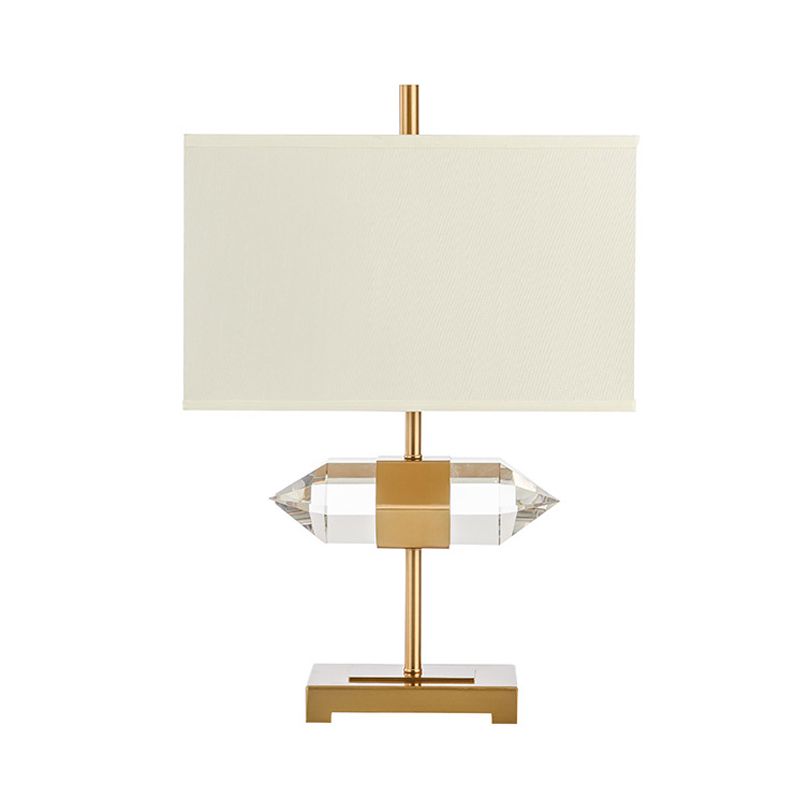 Contemporary 1 Bulb Desk Light Gold Rectangular Night Table Lamp with Fabric Shade