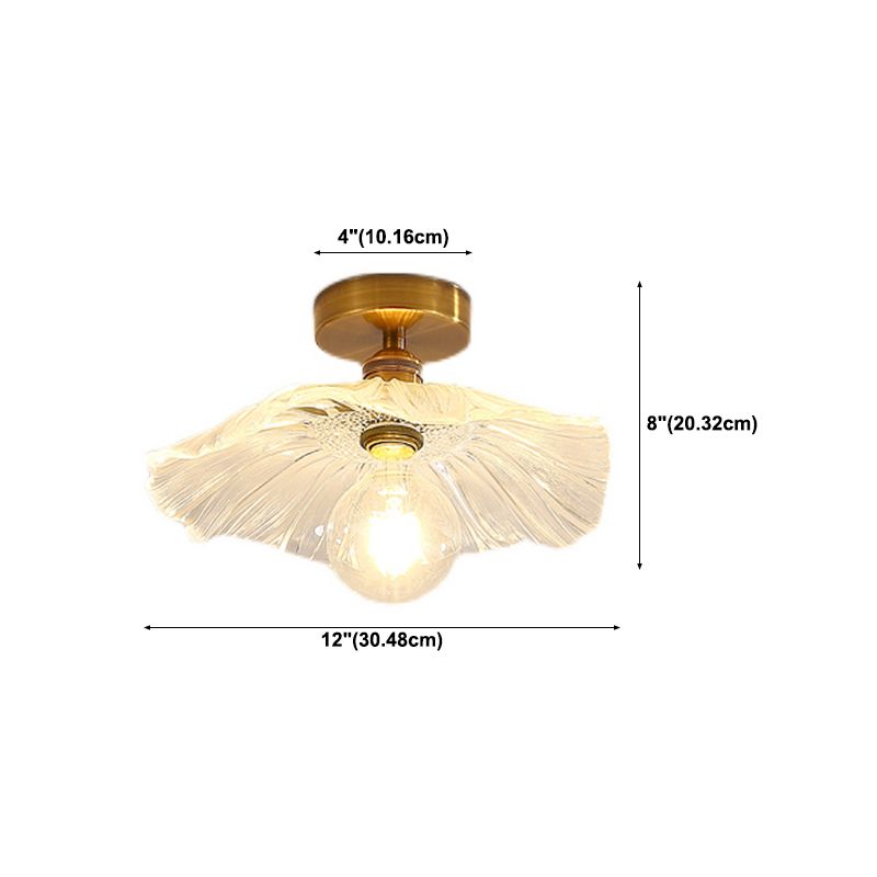 Japanese Style Copper Ceiling Light Lotus Leaf Shape Ceiling Lamp for Bedroom