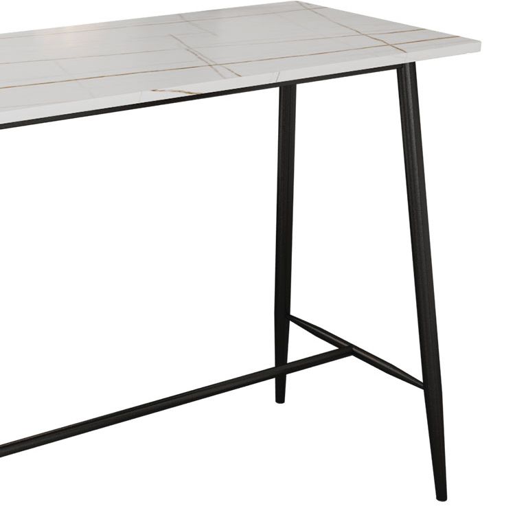 Modern Marble Pub Table with Rectangle Table Top Black Trestle Table - 42" H