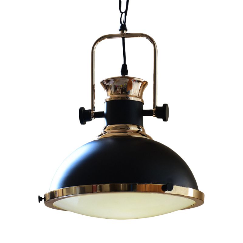 Metal Black Finish Ceiling Light Fixture Dome 1 Light Vintage Hanging Lamp Kit with Adjustable Handle