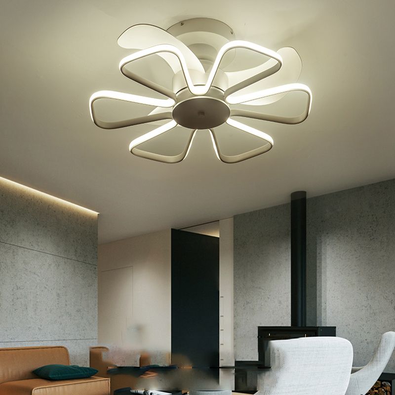 Geometric Shape Metal Ceiling Fans Modern Multi-Lights Ceiling Fan Lamp Fixture