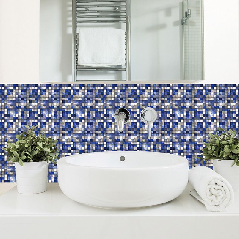 Self Sticking Blue Mosaics Wallpapers Tiles Modern Removable Wall Covering for Bath