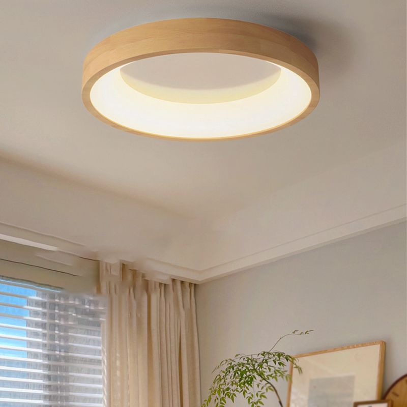 Japanese Style LED Wooden Ceiling Light Circle Shape Ceiling Lamp for Bedroom