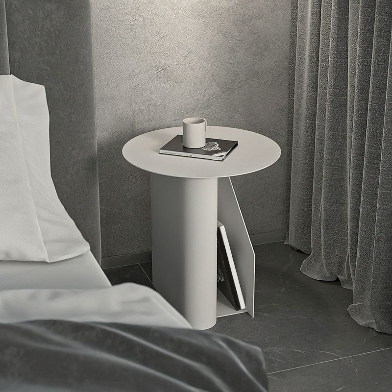 Round Bedside Cabinet Contemporary Metal Accent Table Nightstand