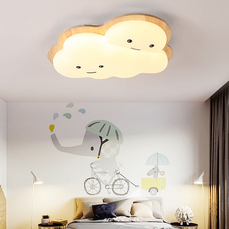 Modern Ceiling Light Wooden Ceiling Mount Light with Acrylic Shade for Bedroom