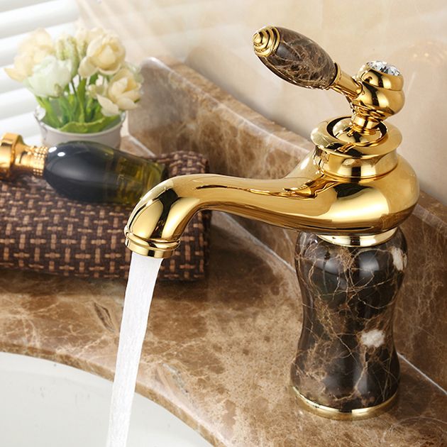 Glam Vessel Sink Faucet Lever Handle Low Arc Vessel Sink Bathroom Faucet