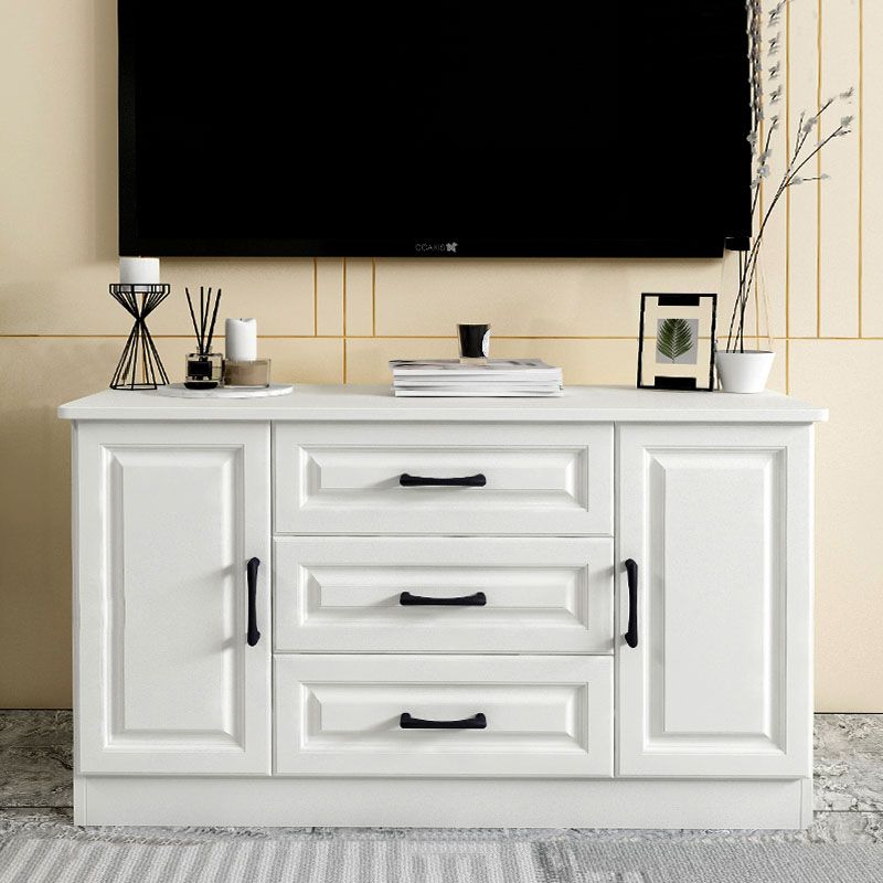 Scandinavian White TV Console Living Room TV Stand with Drawers and Cabinets