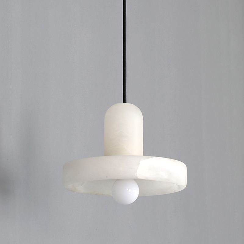 White Hat Shaped Suspension Light Nordic Mica Pendant Ceiling Lamp for Dining Room