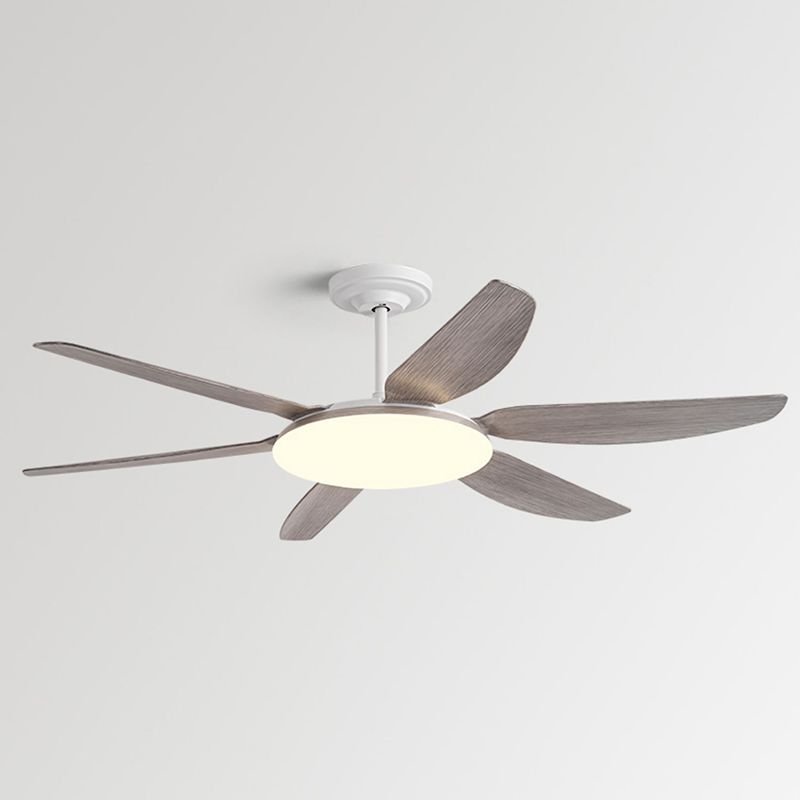 LED Minimalist Ceiling Fan 6 - Blades Fan Lighting Fixture in White Finish