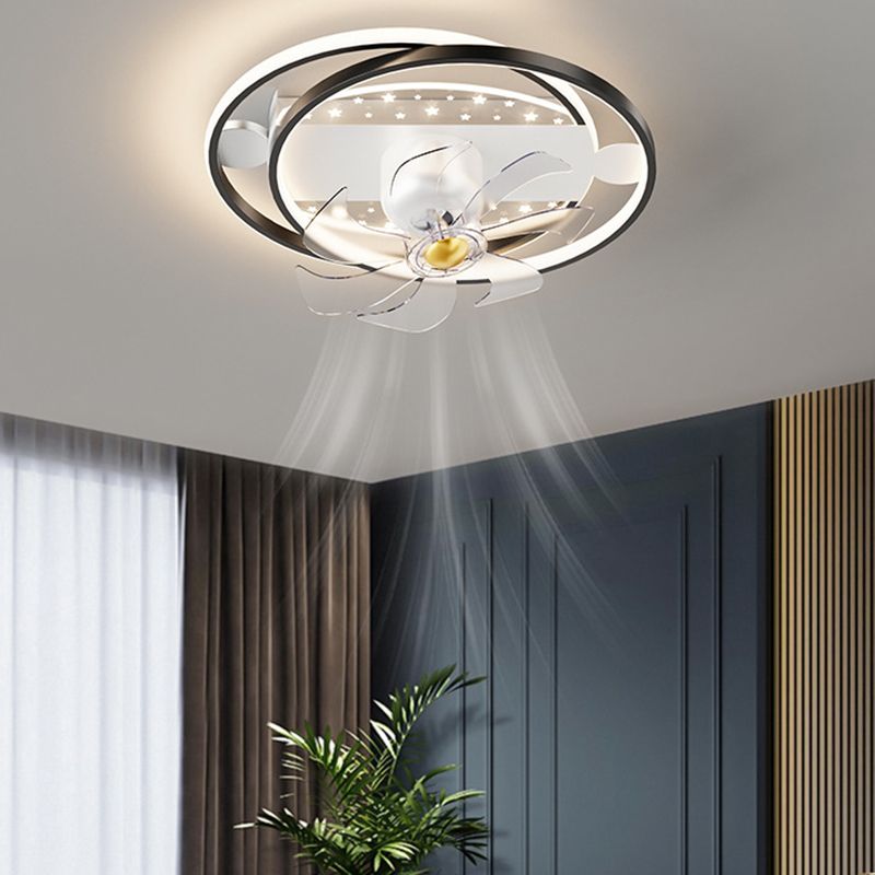 Modern Geometric LED Fan Light in Black / Gold Ceiling Fan Fixture