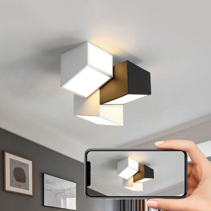 Metal Geometric Flush Light Modern 3 Lights Flush Mount Ceiling Light