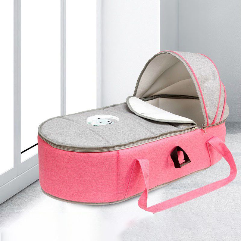 Upholstered Moses Basket Oval Folding Moses Basket for Newborn