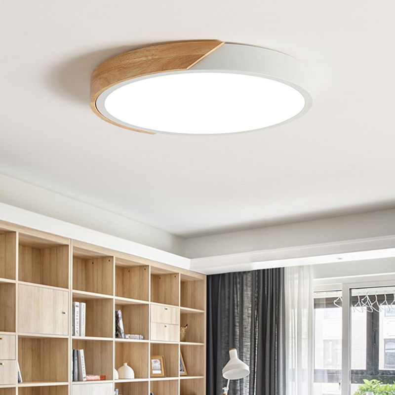 Round Shape LED Ceiling Lamp Macaroon Modern Simple Style Iron 1 Light Flush Mount for Living Room