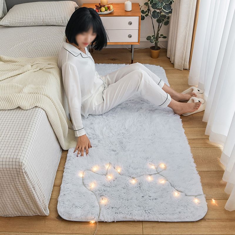 Trendy Home Decoration Area Rug Solid Shag Carpet Polyester Non-Slip Backing Indoor Carpet