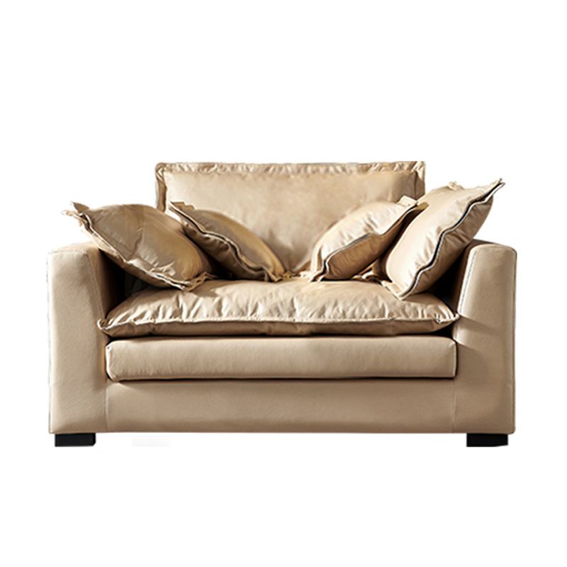 Beach Standard Sofa with Bolster Pillows 33.46"High Fabric Settee with Square Arm, Beige