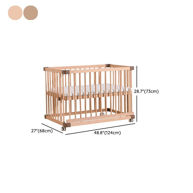 Wooden Pure Color Nursery Crib Scandinavian Crib with Storage