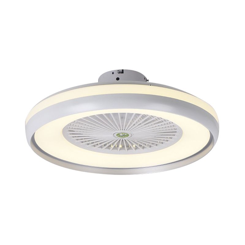 Chambre à coucher ronde semi-luminaire luminaire contemporain acrylique gris / café foncé / champagne 23,5 "de large LED suspendu la lampe à fans, 5 lames