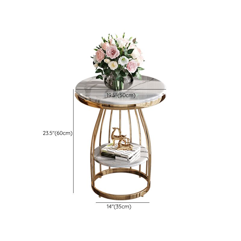 23.6" Tall Round End Table 2-Tier Metal Accent Side Table for Living Room