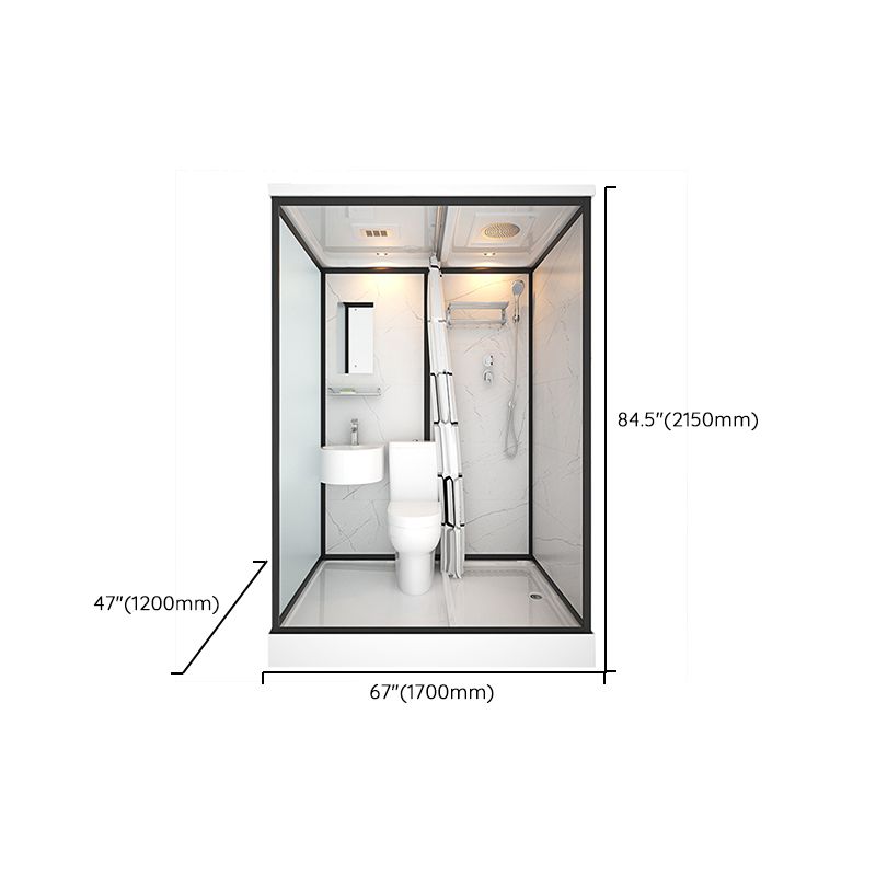 Base Included Framed Shower Stall with White Base and Fixed Panel