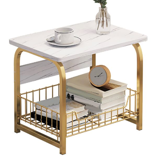 Modern Nightstand with Shelf 12" Wide Metal Night Table with Basket