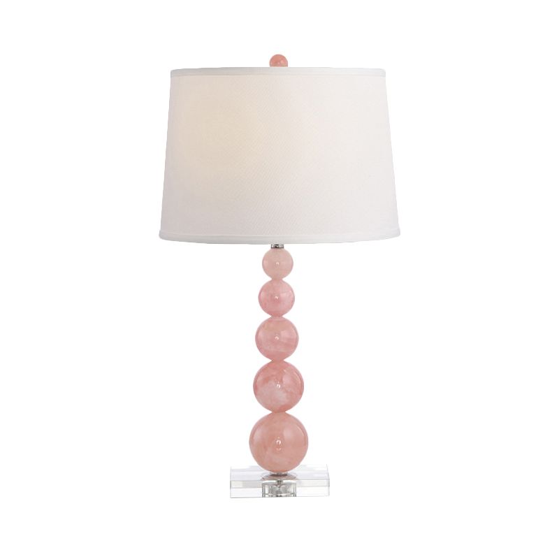 Contemporary 1 Bulb Nightstand Lamp Pink Barrel Reading Book Light with Fabric Shade