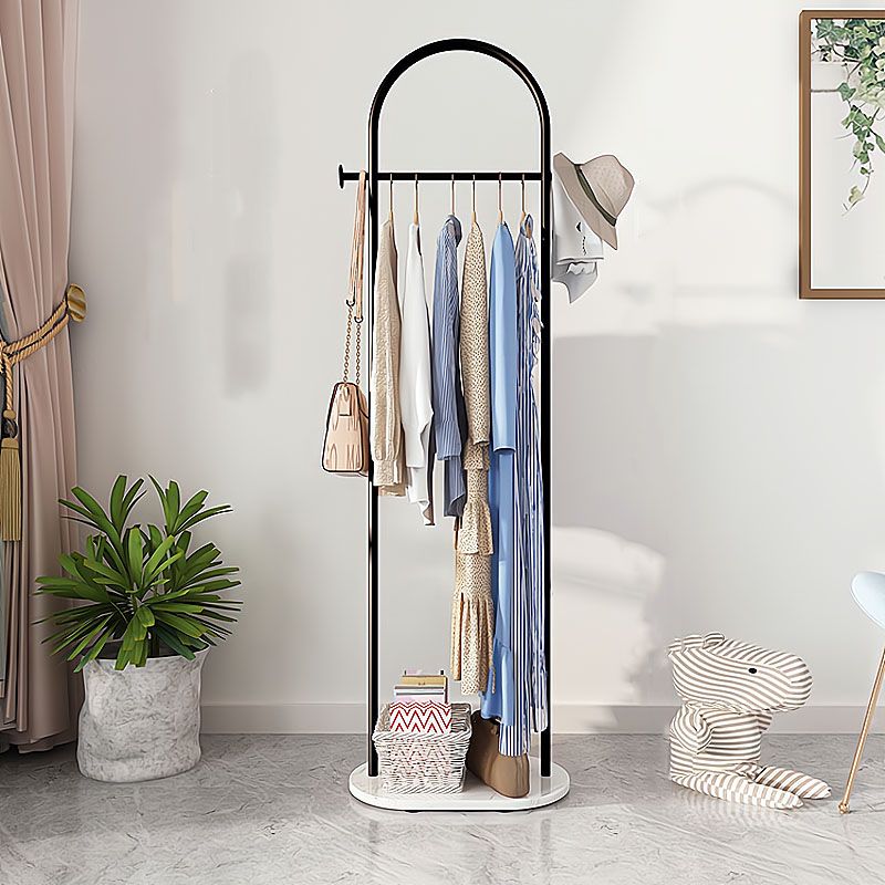 Contemporary Coat Hanger Solid Color Metal Coat Rack with Marble Bottom