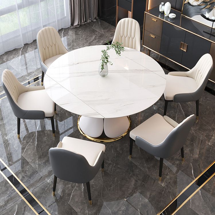 Modern Round Dining Table Sintered Stone Dining Table with Pedestal Base for Home Kitchen Dinner