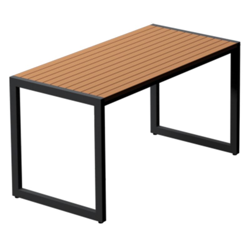 Modern Rectangle Wood Courtyard Table Waterproof Outdoor Table