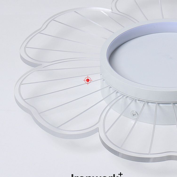 Minimalist LED Ceiling Flush Mount White Flower Close to Ceiling Lamp with Acrylic Shade