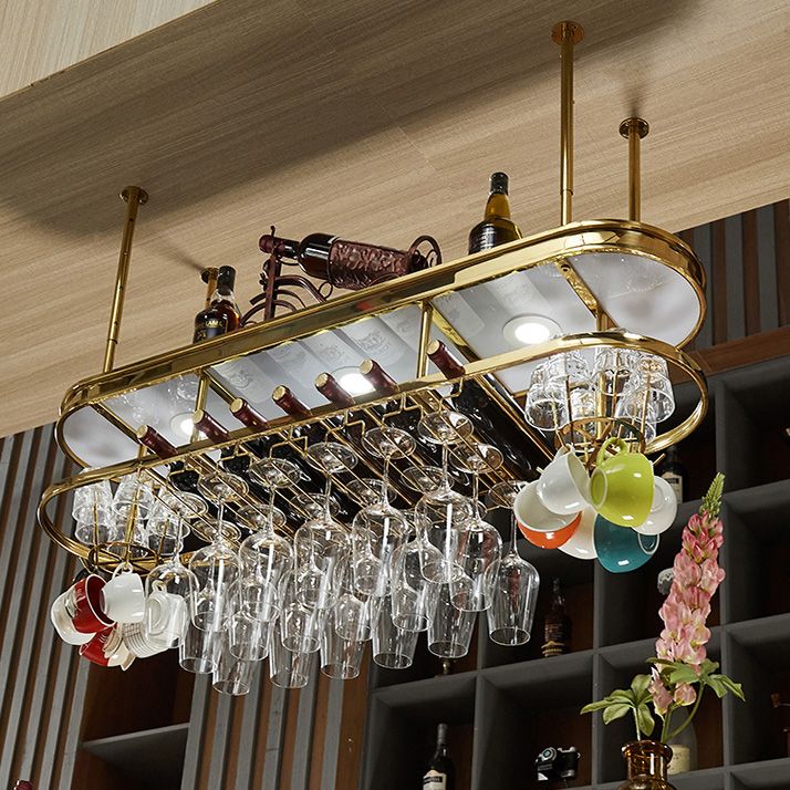 Glam Hanging Wine Rack Metal Wine Bottle & Glass Rack for Bar