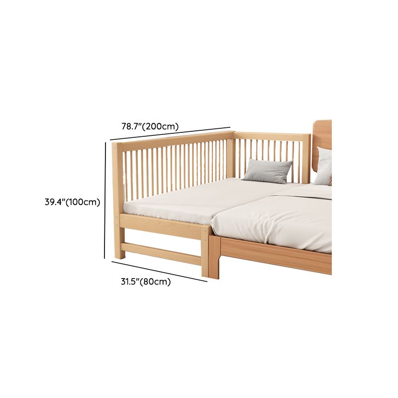 Natural Farmhouse Nursery Crib in Solid Wood with Guardrail Crib