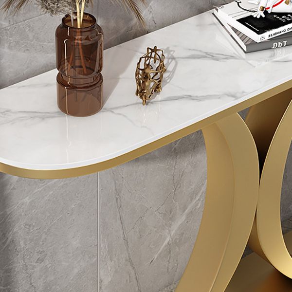 Half Moon Shape Contemporary Console Table Stone Console Sofa Table