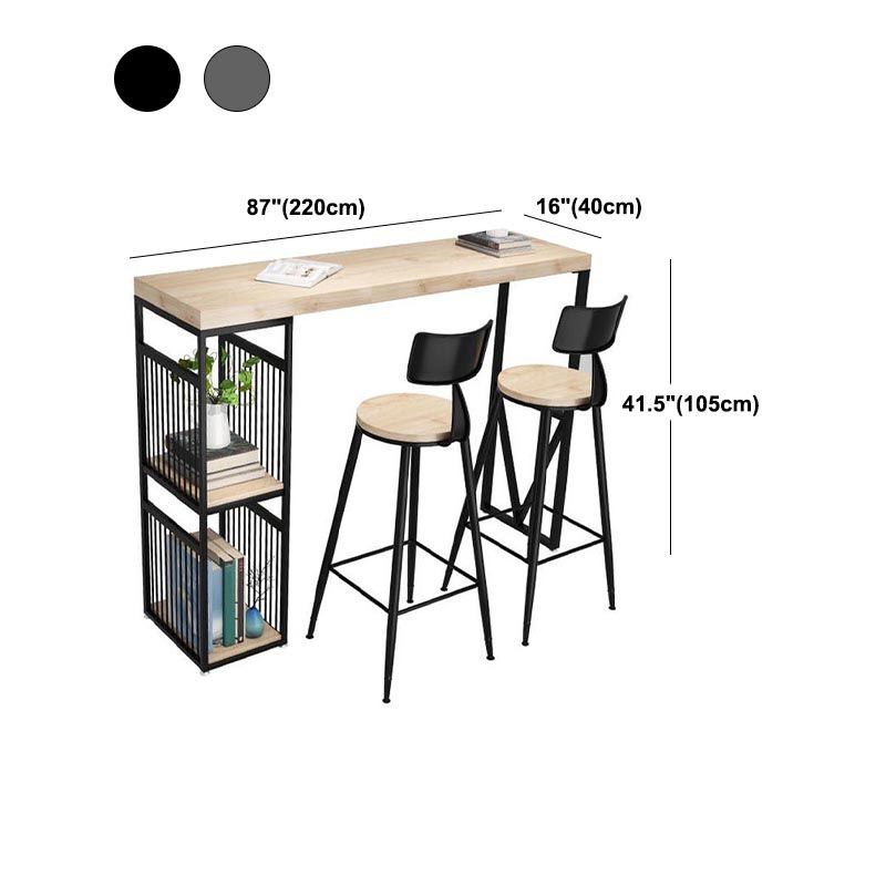 Solid Wood Top Bar Table Industrial Bar Table with Iron Pedestal