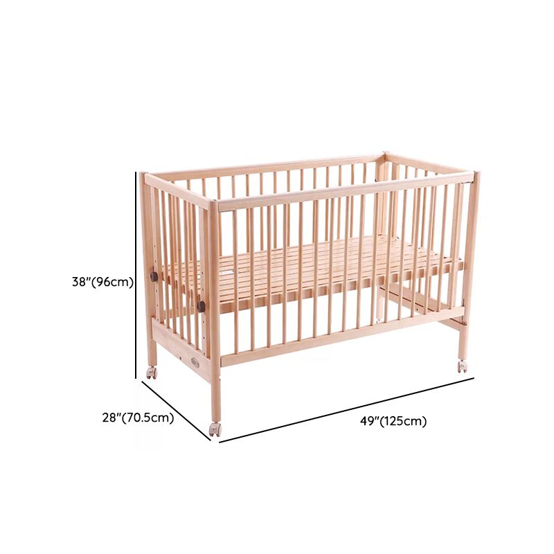 5-in-1 Folding Crib Solid Wood Baby Crib with Mattress and Casters