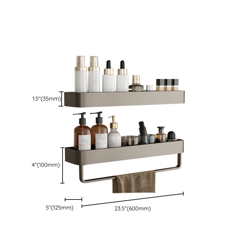 Contemporary Aluminum Bathroom Accessory Set Gray Bath Shelf