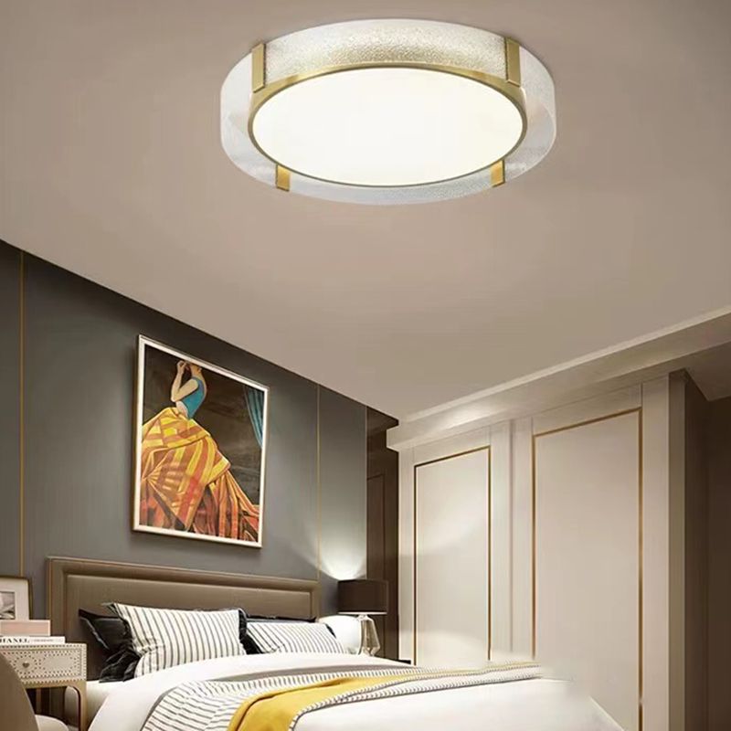 Modern Single Golden Flush Mount Lighting Round LED Ceiling Light for Bedroom