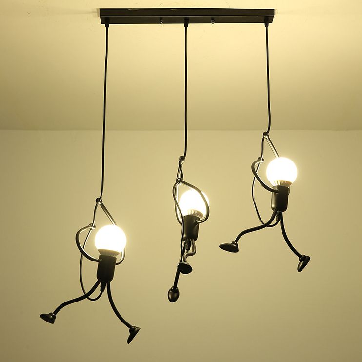 Pendant Lighting Fixture Industrial Living Room Pendant Ceiling Light with Unique Metal Shade in Black