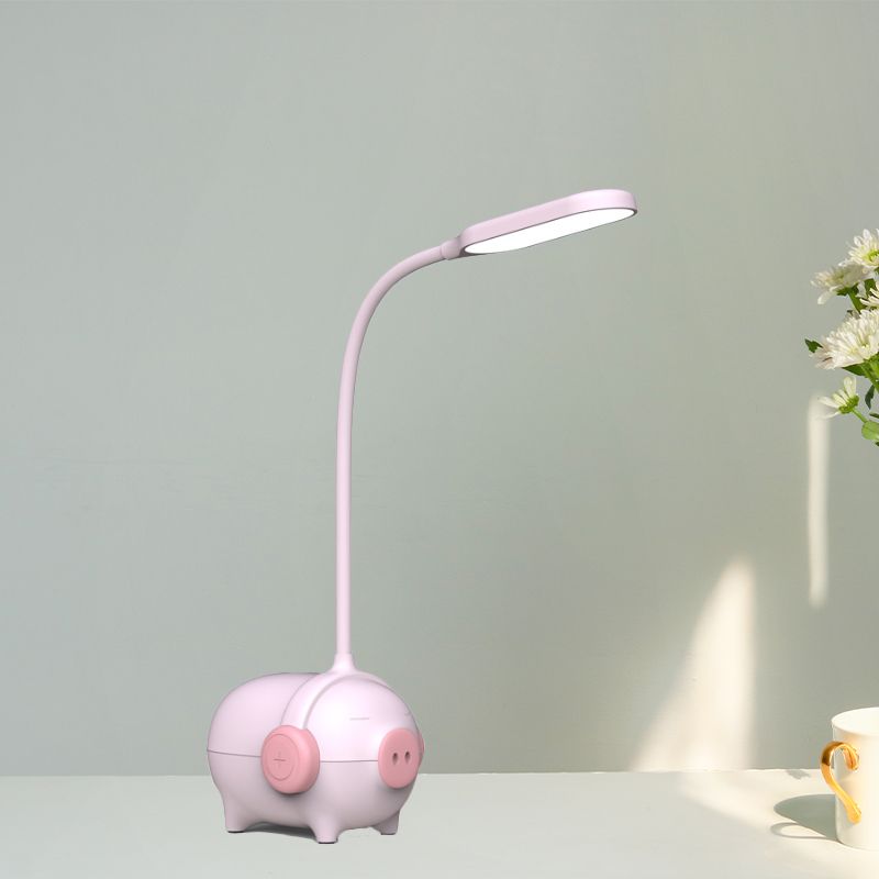 Piggy Kindergarten Led Desk Light 1 Head Animal Light con cuello de cisne flexible