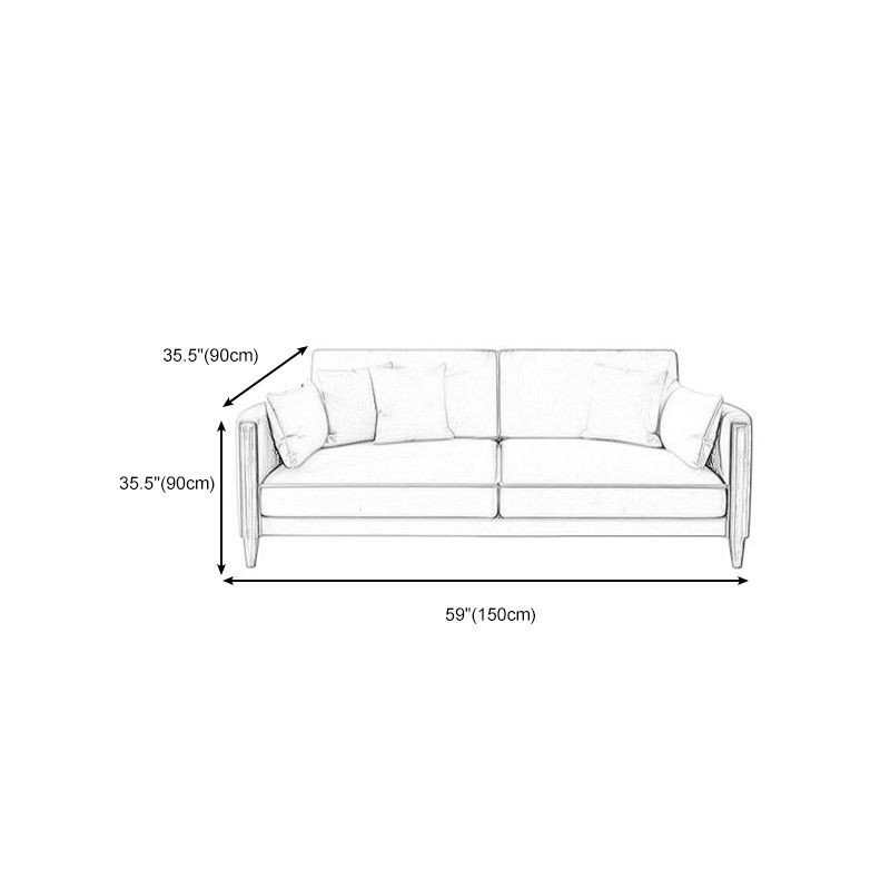 Greamy-White 35" High Contemporary Square Arm Standard Sofa with Loose Back