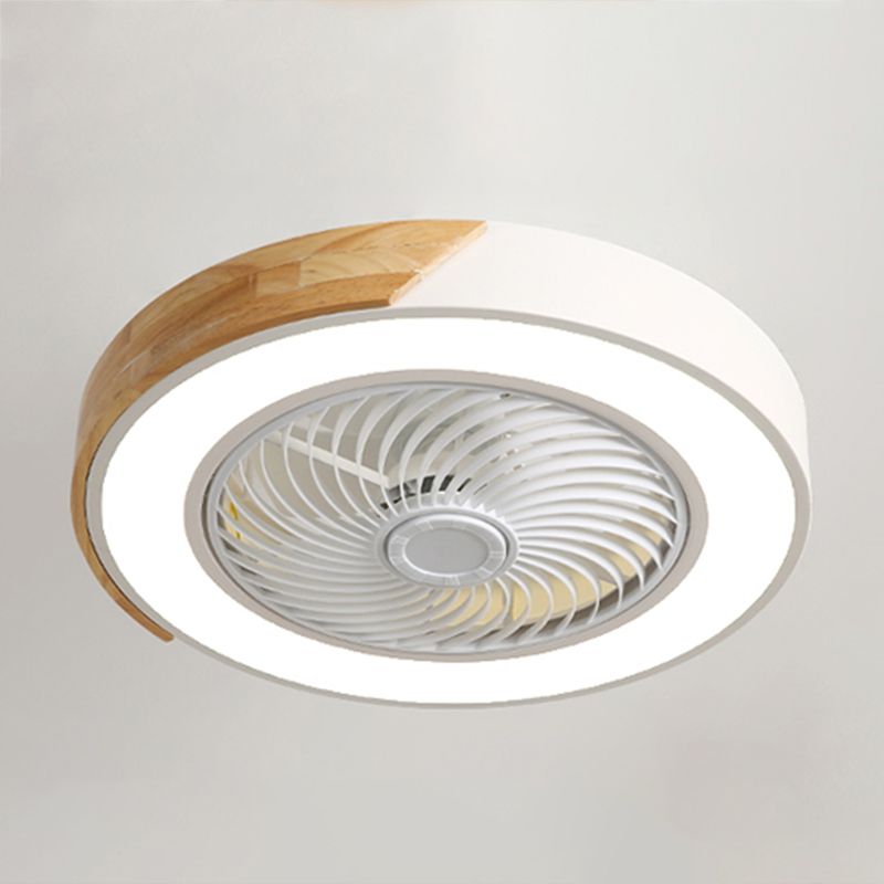 Modern Style Round Ceiling Fan Light Metal 1-Light LED Flush Light