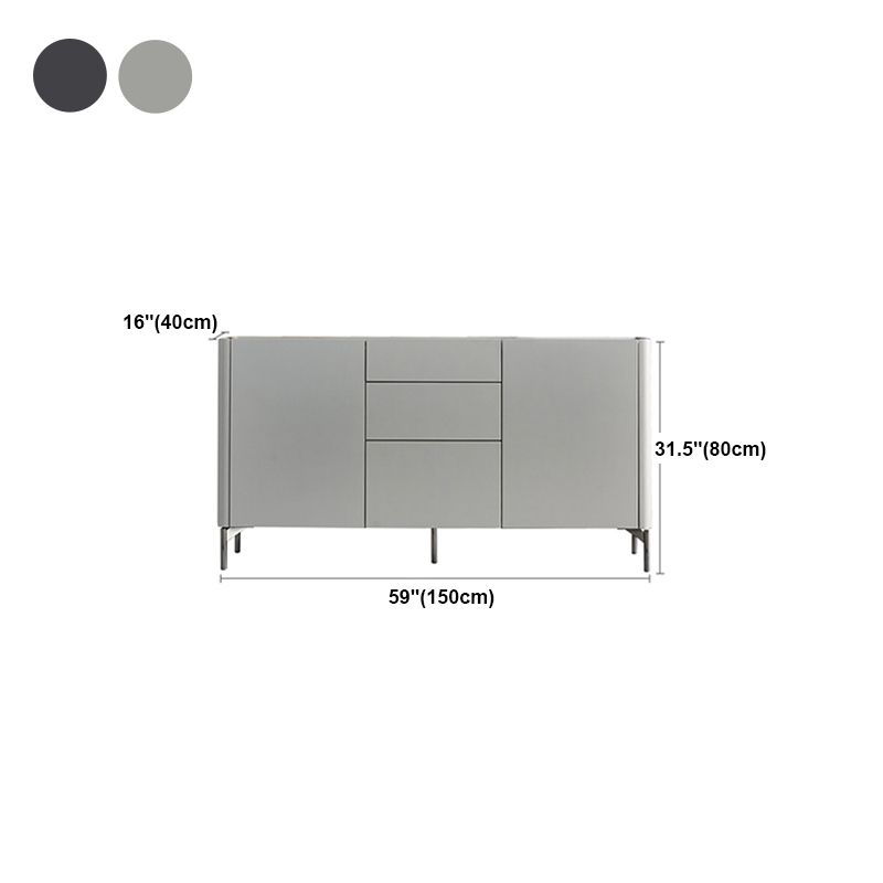 Grey Stone and Wood Buffet Living Room Dining Server with Drawers