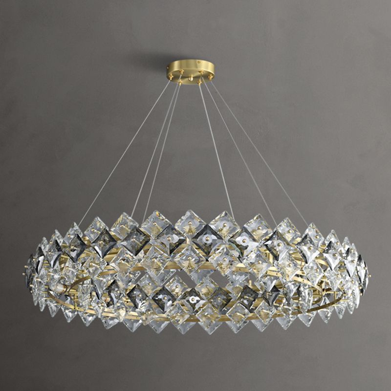 Geometry Shape Pendant Chandeliers Contemporary Style Crystal Chandelier Lights in Gold