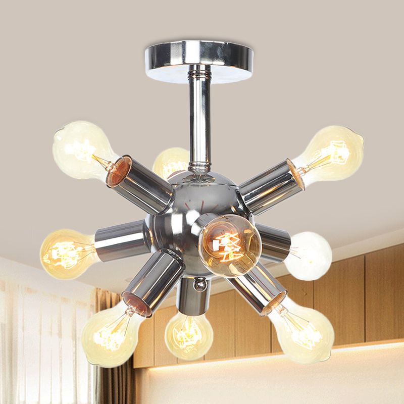 Chroom/Goud Sputnik Semi Flush Mount Vintage Ijzer 6/9/12 Lampjes Restaurant Flush Plafond Lamp Fixture