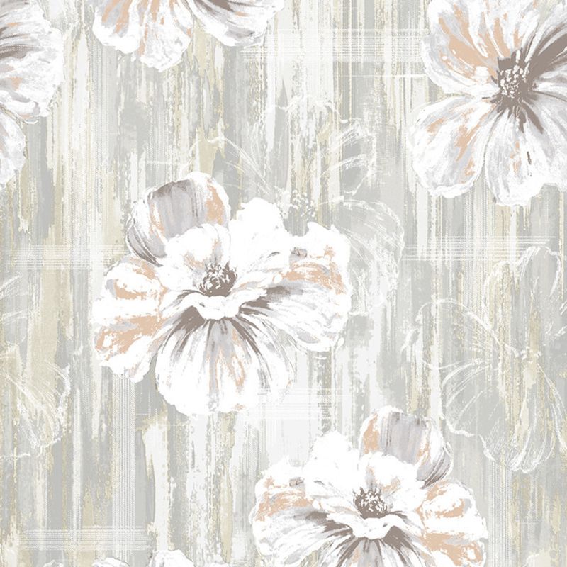 Extravagant Blossoms Non-Pasted Stain-Resistant Wallpaper, 20.5"W x 31'L, Natural Color
