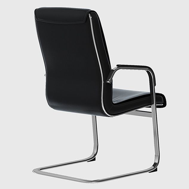 Contemporary Arm Chair Fixed Arms Black Faux Leather Office Chair