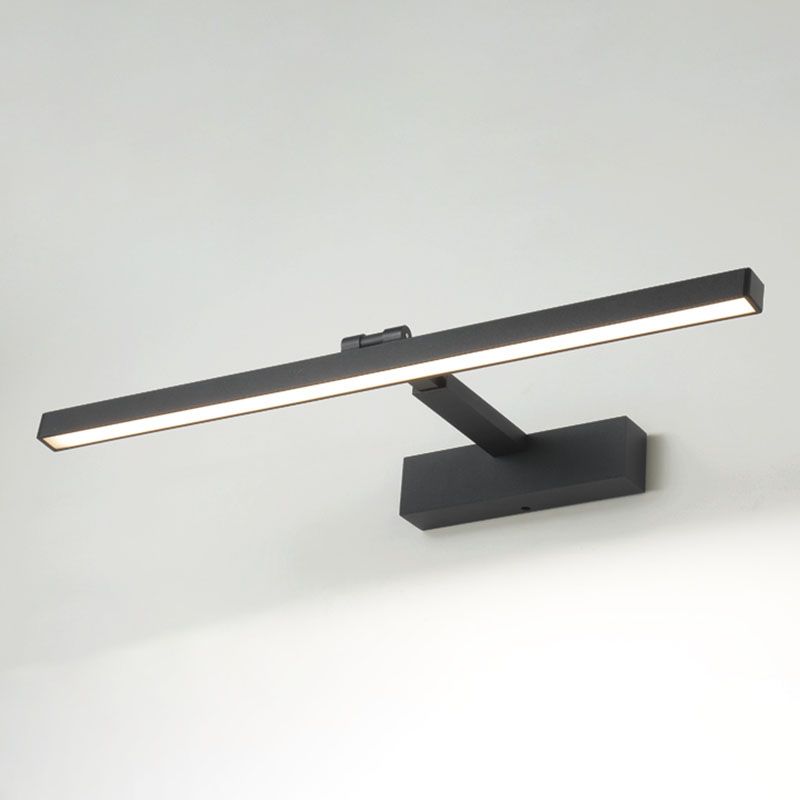 Metalen lineaire wandwandcontract Moderne stijl 1-licht zwaaitarm spiegel Wandlamp in het zwart