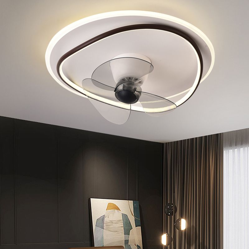 Nordic Round Fan Light Metal 20" Wide LED Flush Mount Light for Living Room