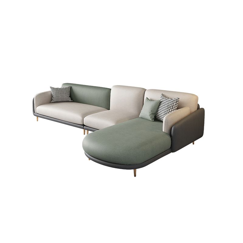 Ultra-Modern Pillow Top Arm Sofa Green and White Couch for Apartment