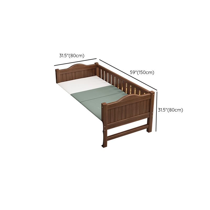 Traditional Nursery Crib in Brown Solid Wood with Guardrail Arched Crib