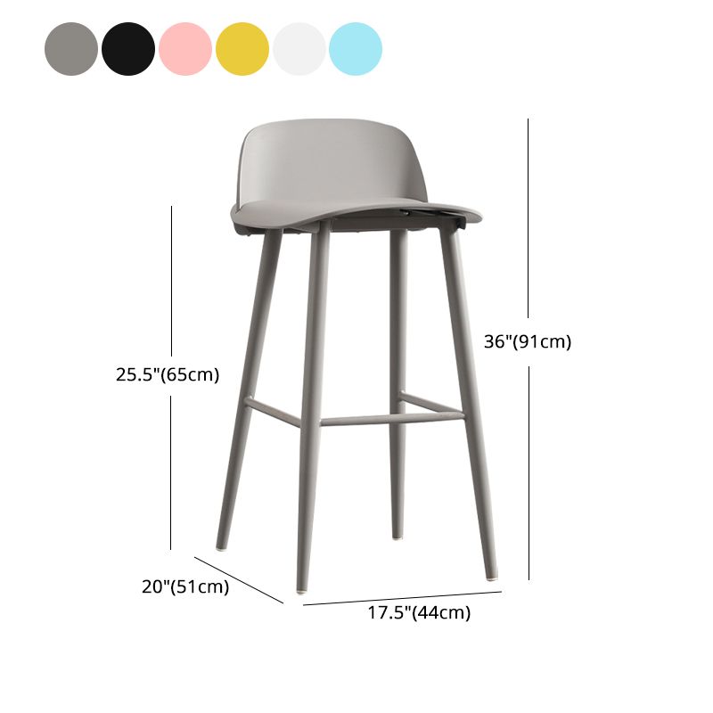 Nordic Style Plastic Barstool Colorful 4 Legs Bar Stool for Living Room